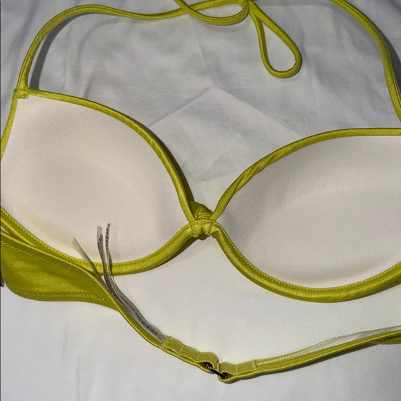 Victoria's Secret Swimwear Bikini Top Push Up Halter Neon Yellow 34B - Picture 4 of 5